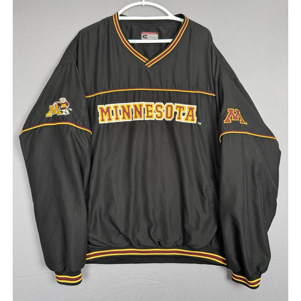 Vintage Minnesota Gophers Pullover Windbreaker Mens 2XL XXL Cotton Lined Patches